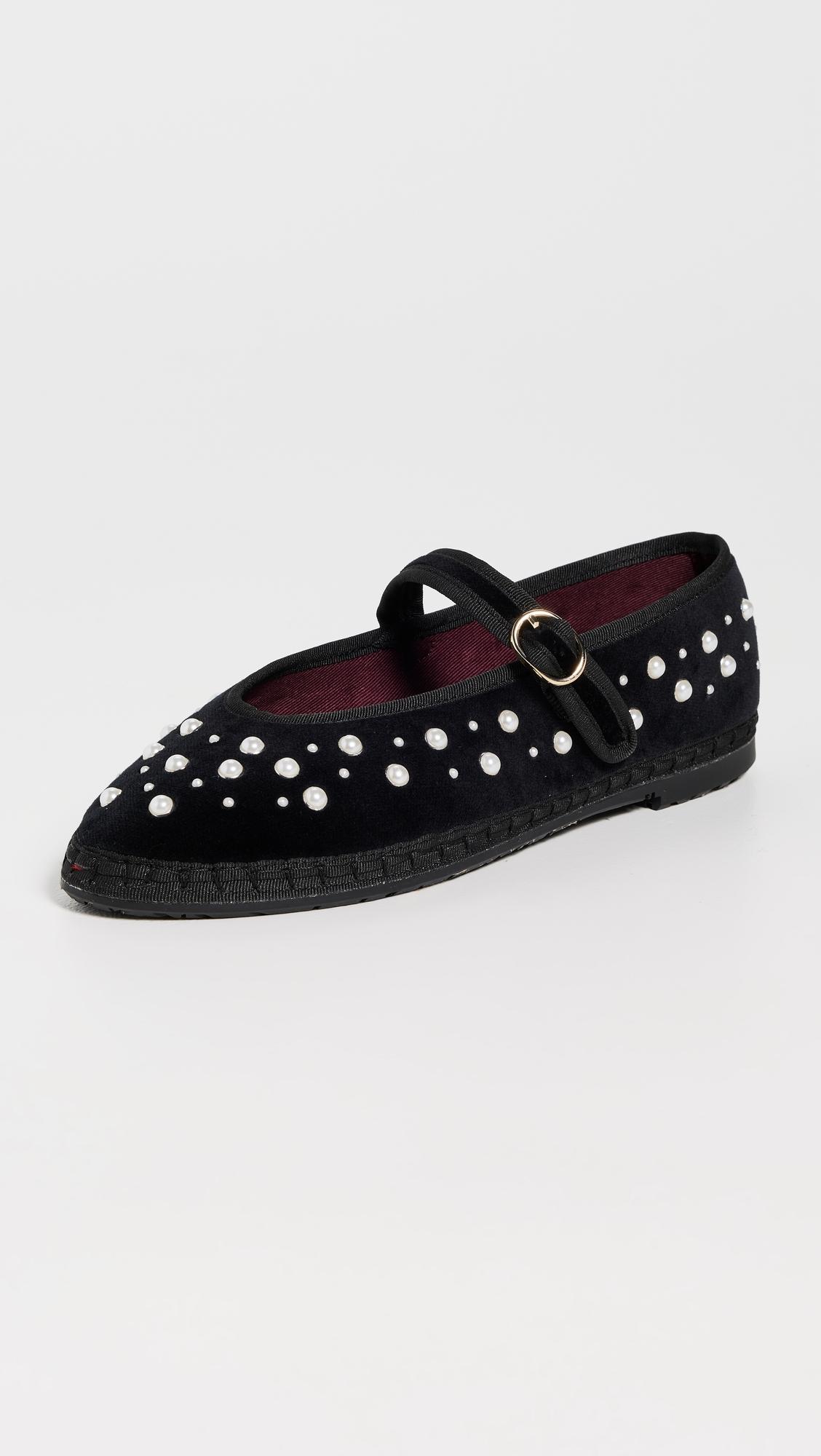 Flabelus x Sea NYC Pearl Mary Jane Velvet Flats by FLABELUS