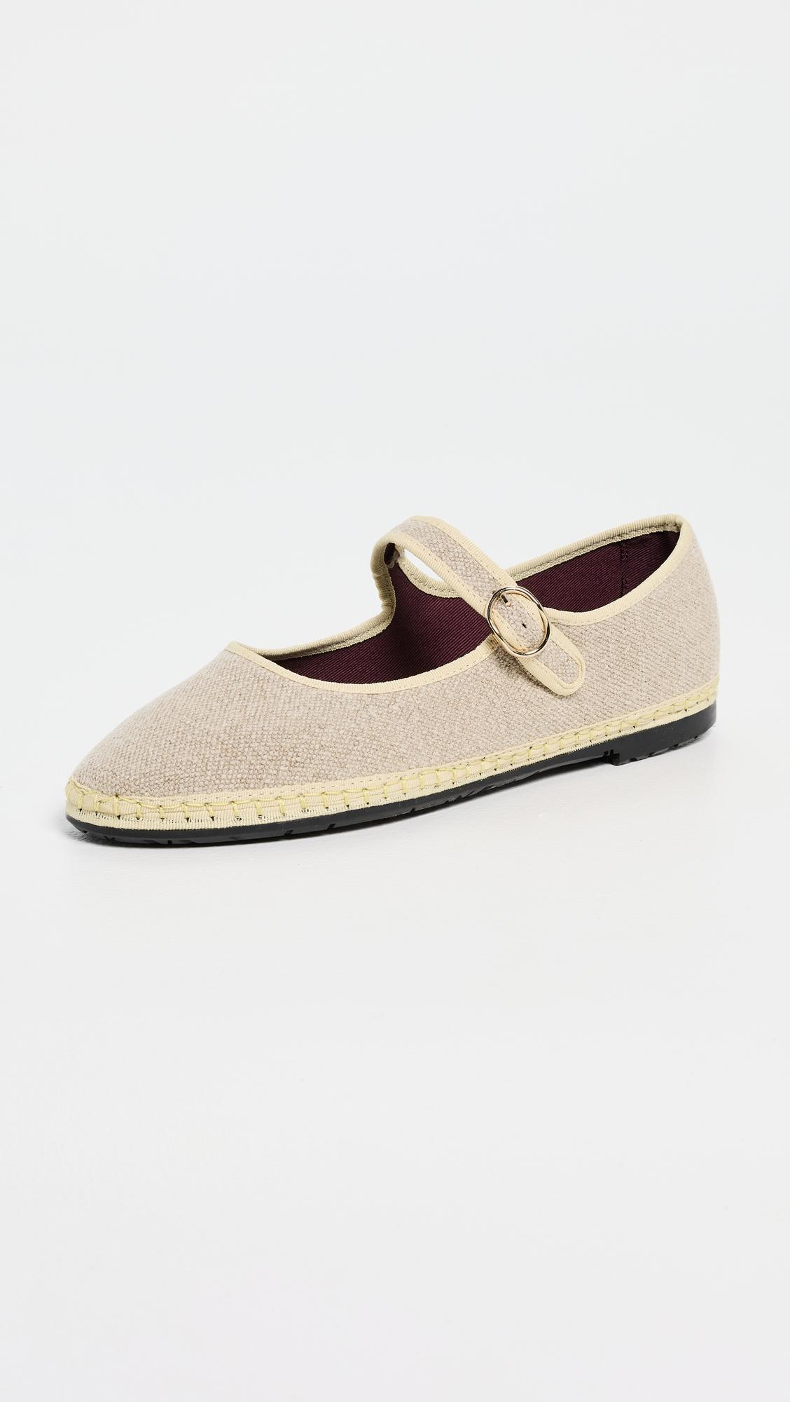 Imelda Linen Mary Jane Flats by FLABELUS