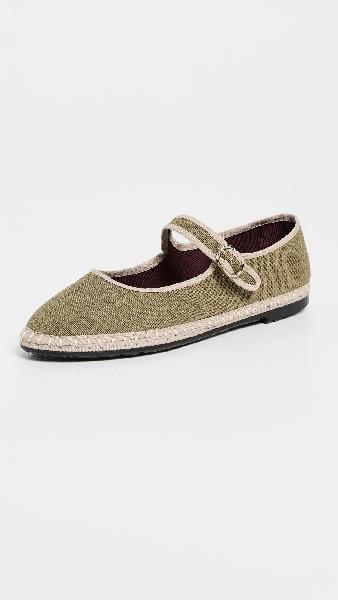 Ishmael Linen Mary Jane Flats by FLABELUS