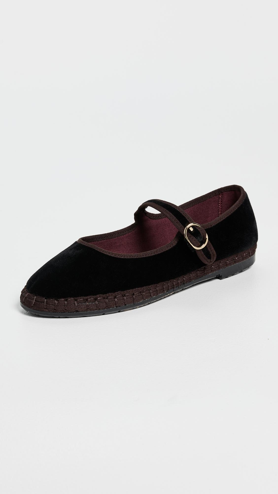 Velvet Mary Jane Flats by FLABELUS