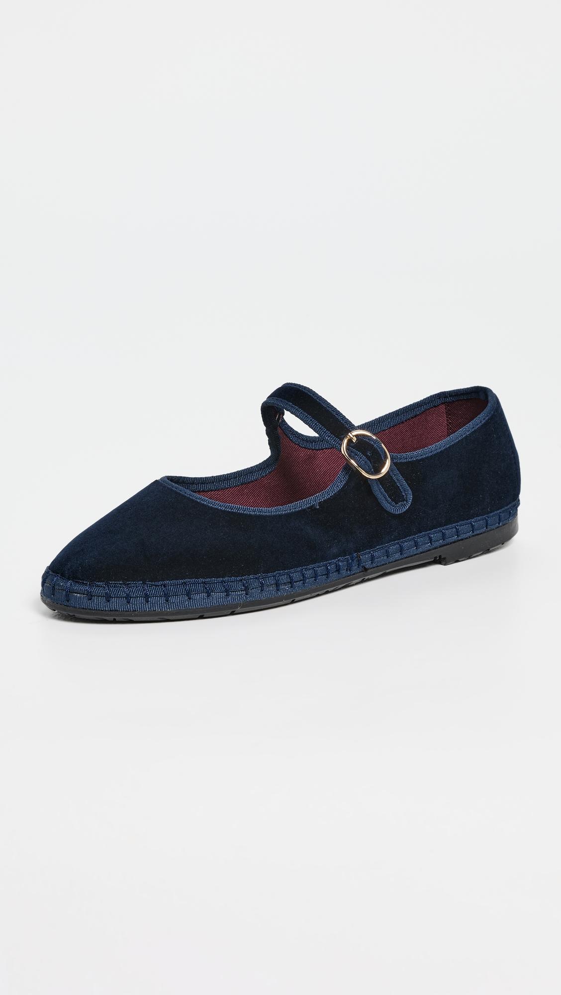 Velvet Mary Jane Flats by FLABELUS