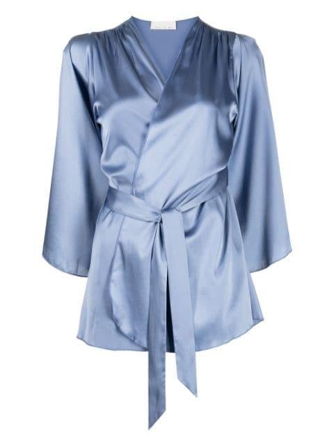 Angel long-sleeve satin robe by FLEUR DU MAL