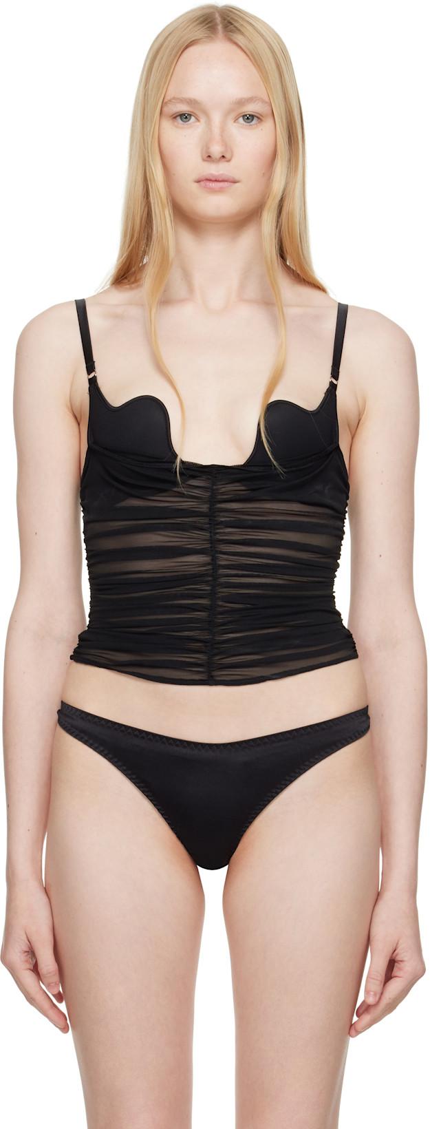 Black Seduce U-Plunge Mesh Cami Bra by FLEUR DU MAL