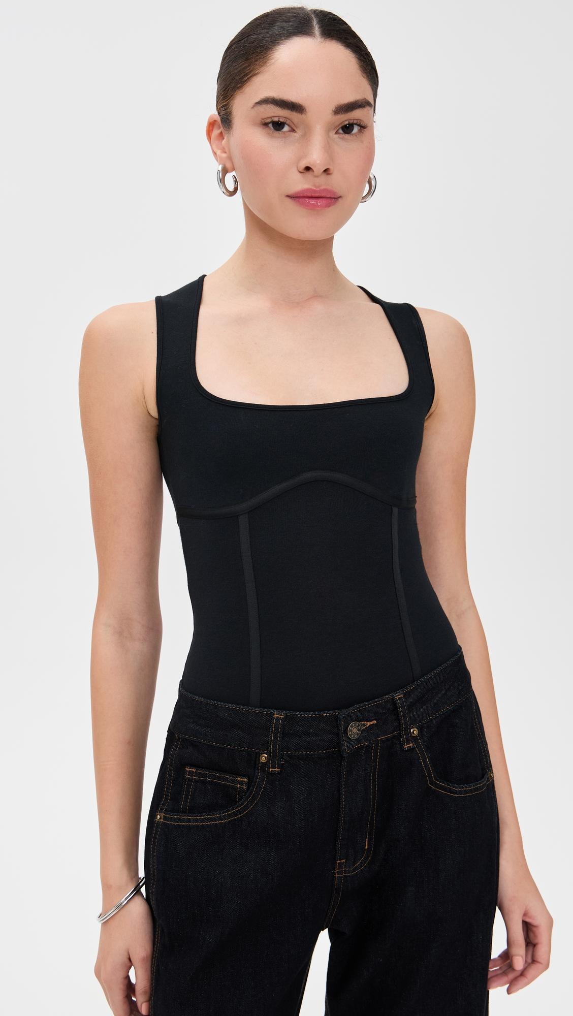 Cotton Scoop Neck Thong Bodysuit by FLEUR DU MAL
