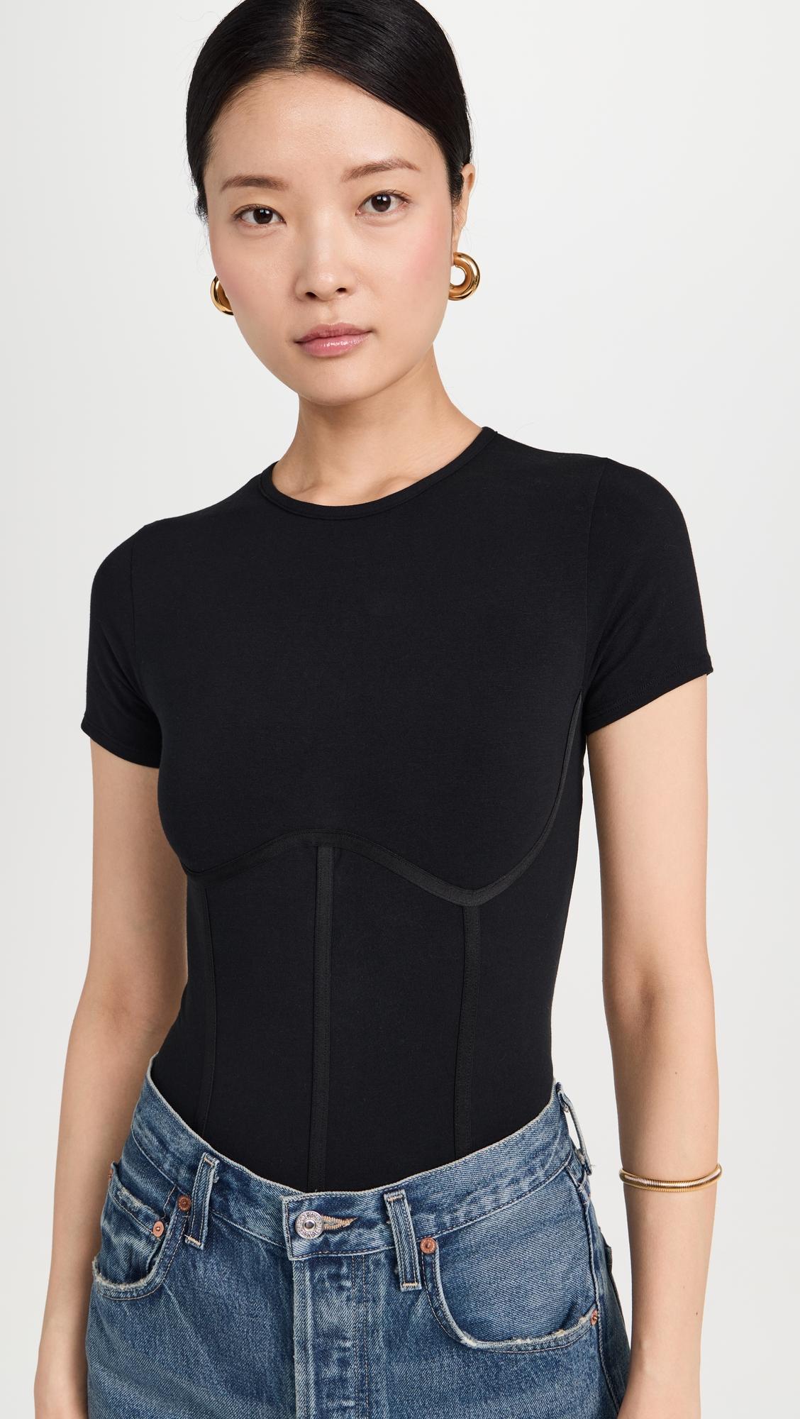 Cotton T-Shirt Thong Bodysuit by FLEUR DU MAL