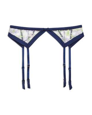 Elara Embroidery Garter Belt by FLEUR DU MAL