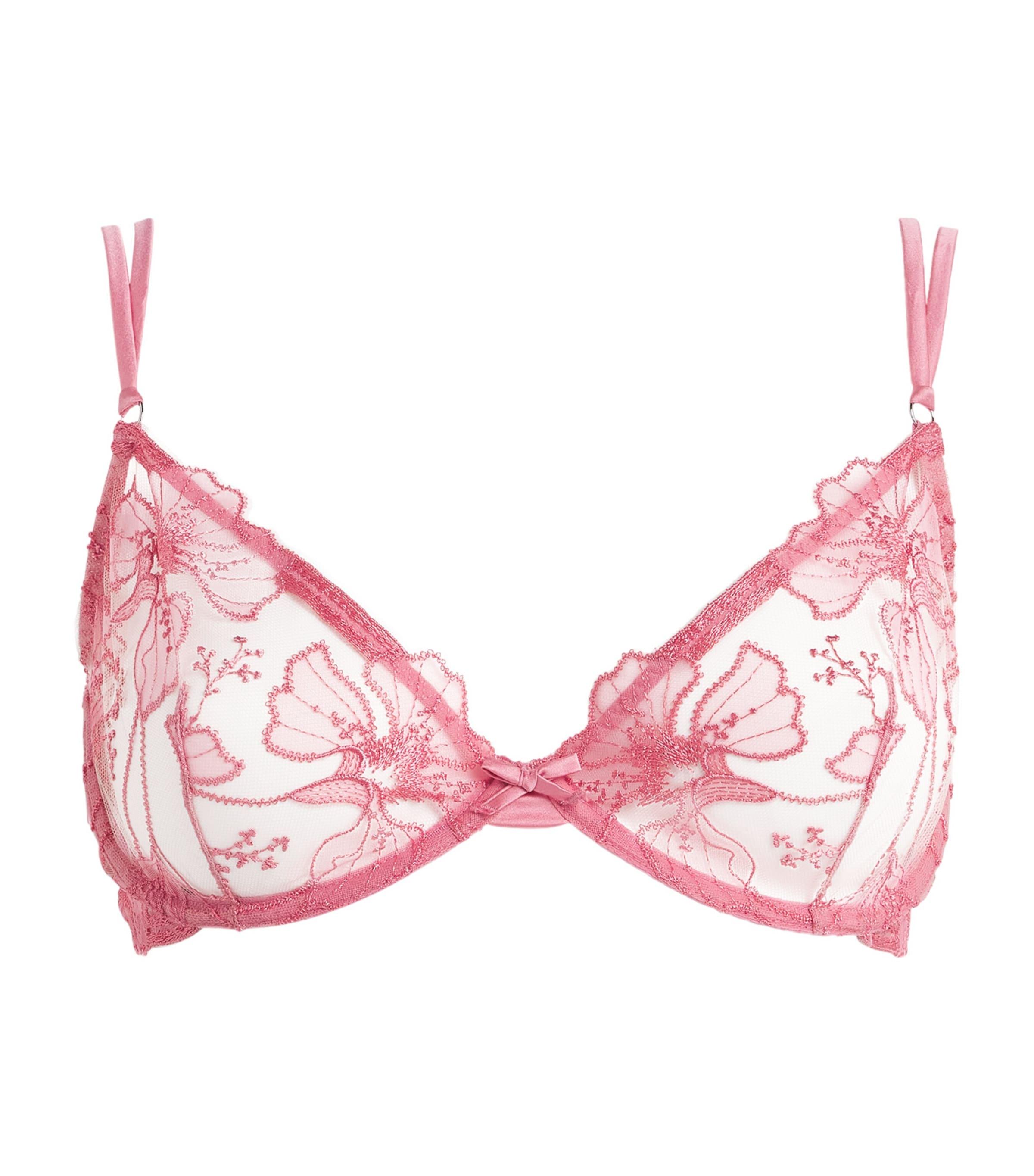 Fleur Du Mal Embroidered Harper Demi Bra by FLEUR DU MAL