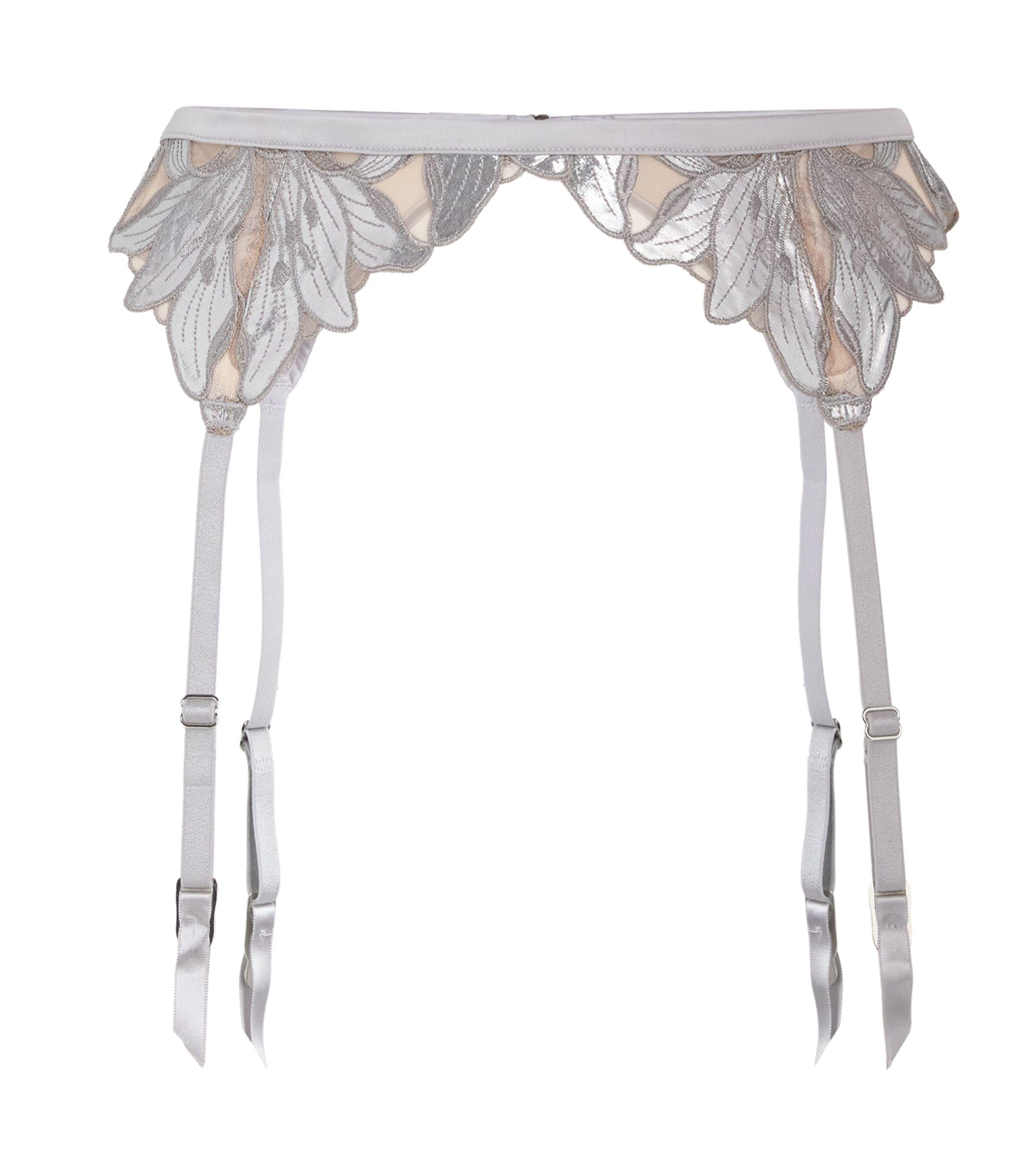 Fleur Du Mal Embroidered Lily Suspender Belt by FLEUR DU MAL