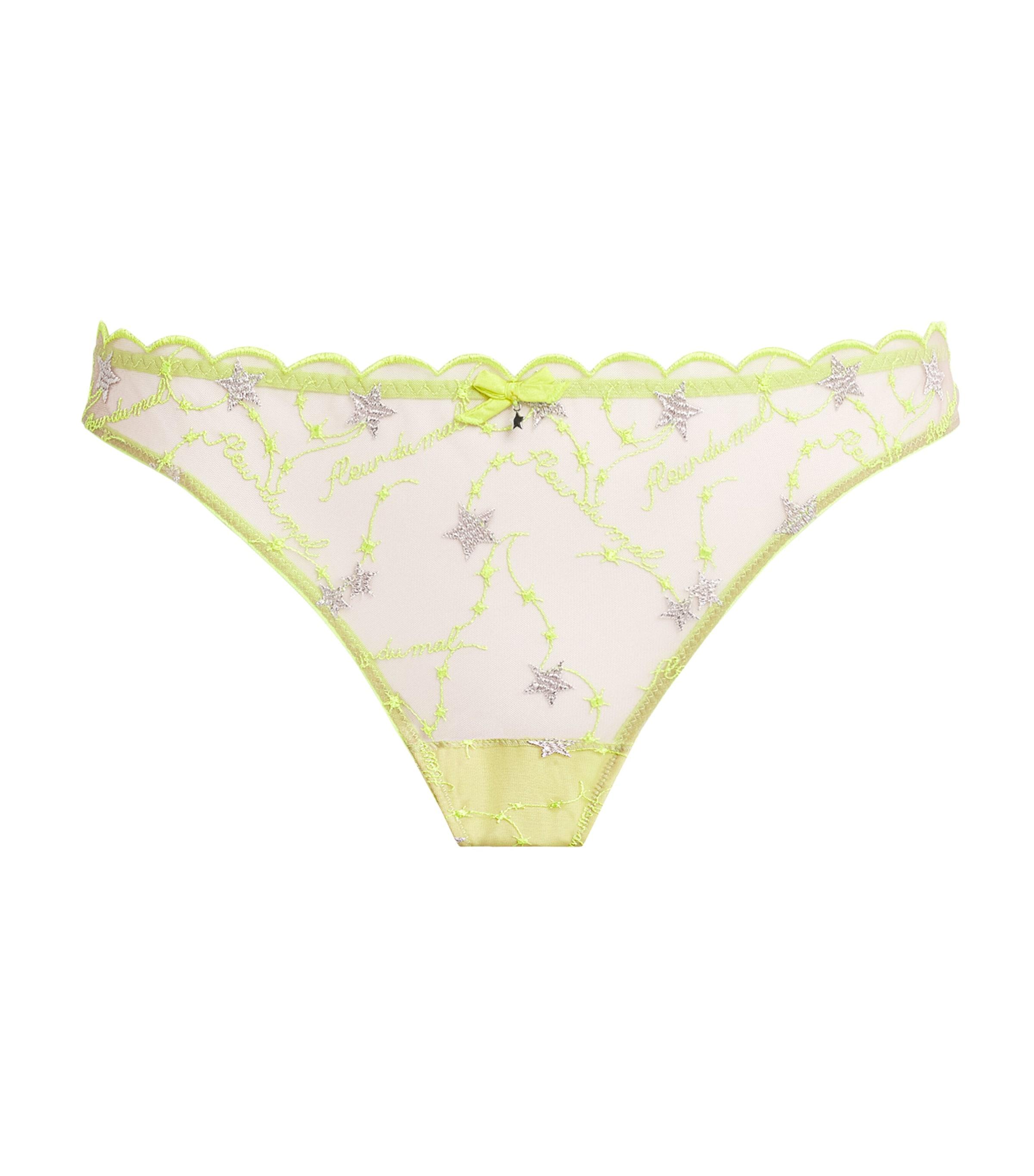 Fleur Du Mal Silk Embroidered Étoile Thong by FLEUR DU MAL