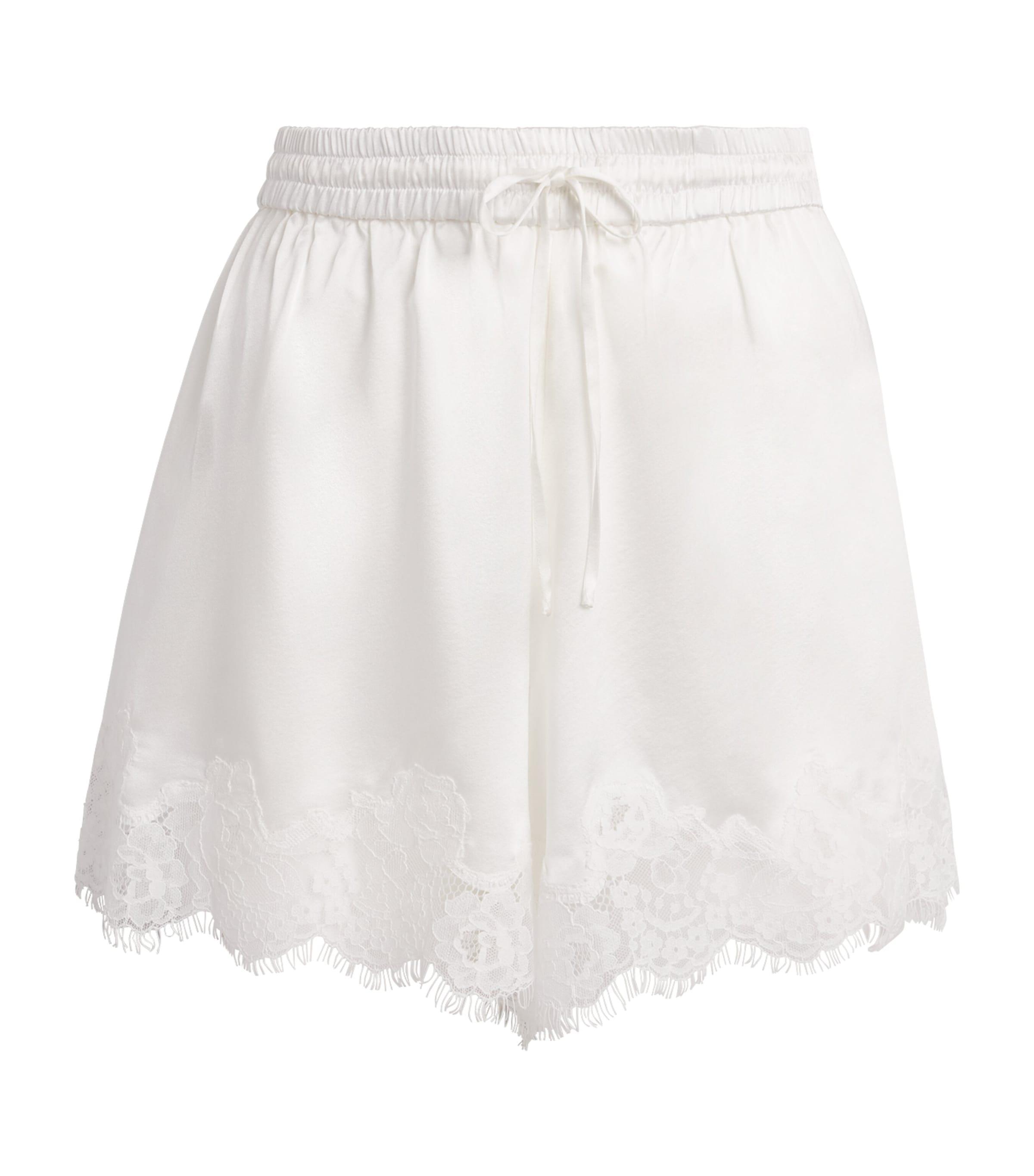 Fleur Du Mal Stretch-Silk Lace-Trim Juliet Shorts by FLEUR DU MAL