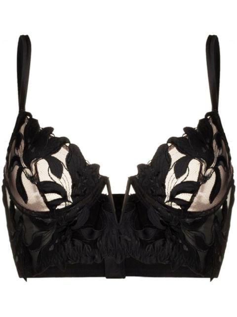 Lily Embroidery longline demi bra by FLEUR DU MAL