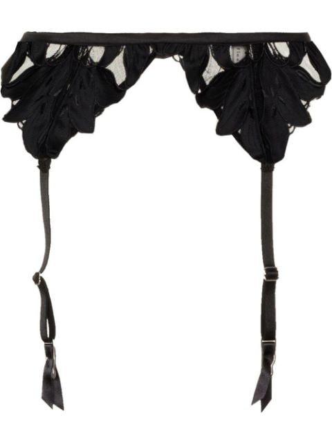 Lily embroidered garter belt by FLEUR DU MAL