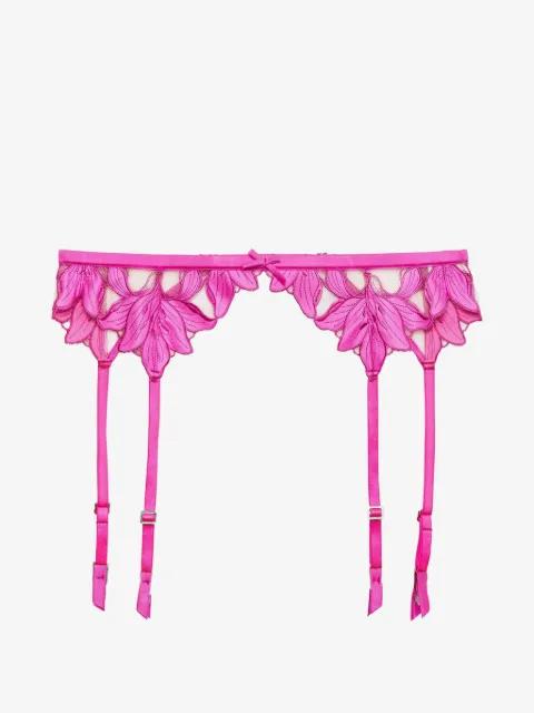 Lily embroidered garter belt by FLEUR DU MAL