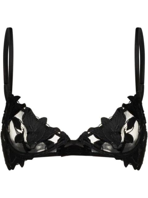Lily embroidered plunge demi-bra by FLEUR DU MAL
