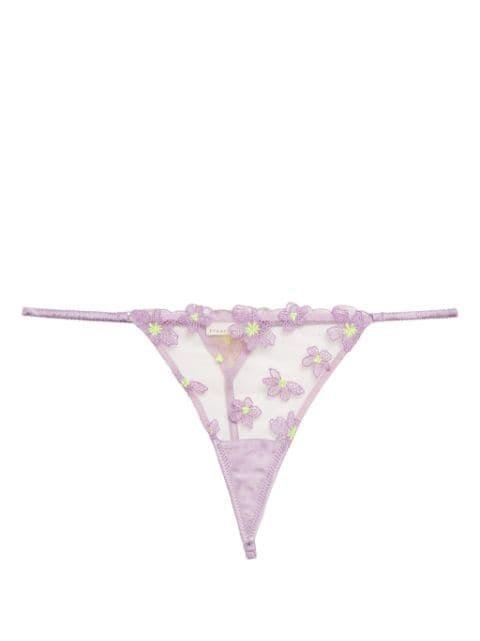 Petal embroidered thong by FLEUR DU MAL