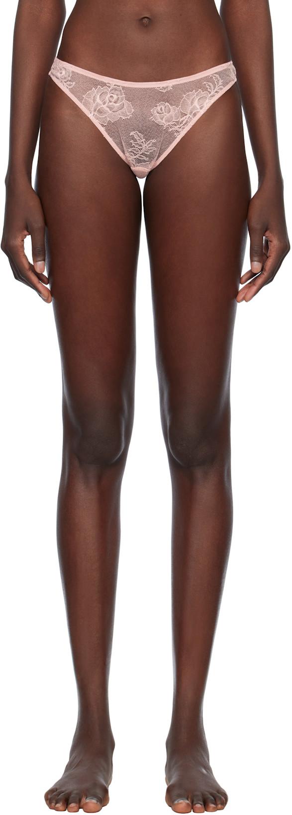 Pink Bouquet Lace Cheeky Briefs by FLEUR DU MAL
