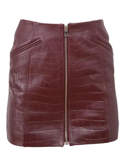 Piper crocodile-effect zip-front skirt by FLEUR DU MAL