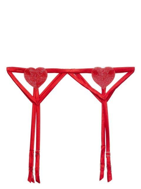 Queen of Hearts silk-satin garter belt by FLEUR DU MAL