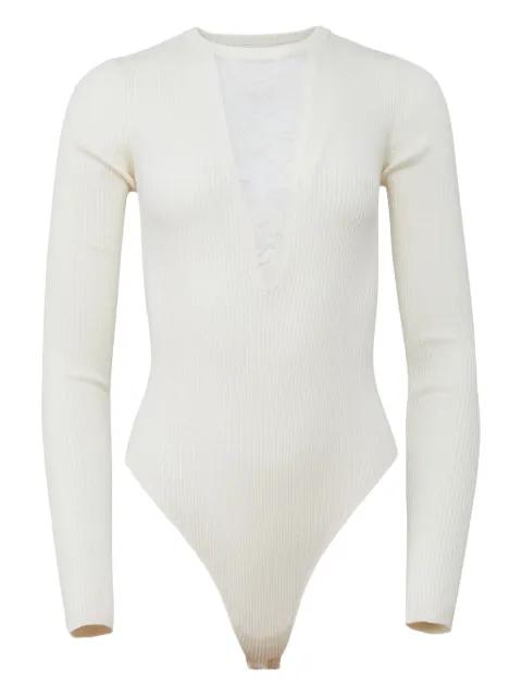 Quinn lace-insert ribbed bodysuit by FLEUR DU MAL