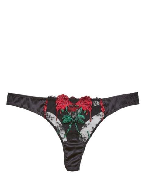 Vampire Rose embroidered thong by FLEUR DU MAL