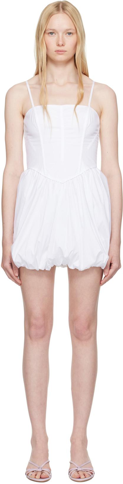 White Poplin Bubble Minidress by FLEUR DU MAL