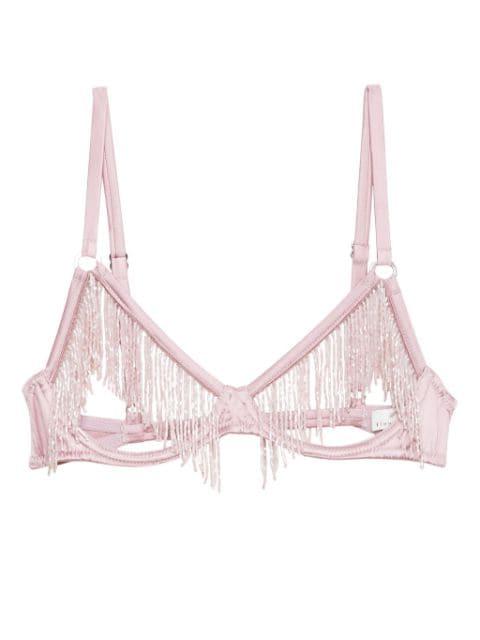 beaded fringe ouvert bra by FLEUR DU MAL