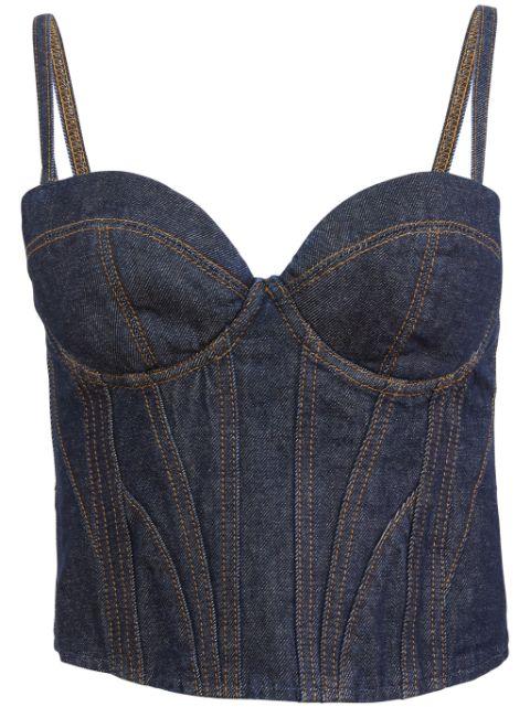 denim bustier top by FLEUR DU MAL