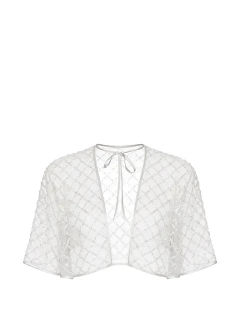 embellished tie-neck top by FLEUR DU MAL