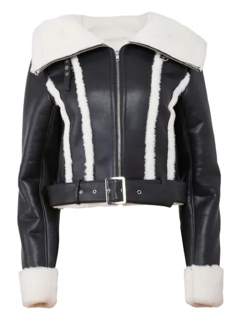 faux-fur collar belted jacket by FLEUR DU MAL