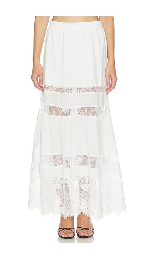 fleur du mal Adeline Maxi Skirt in White by FLEUR DU MAL