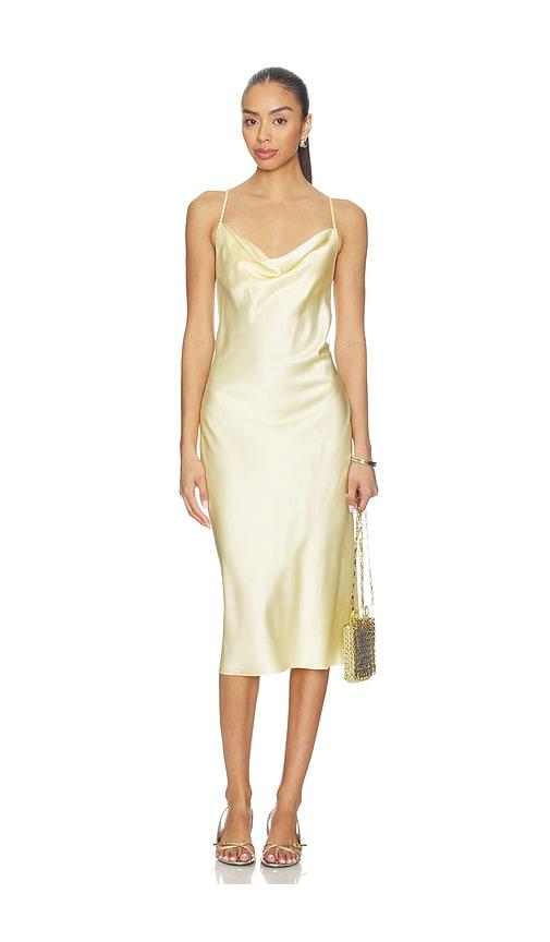 fleur du mal Cowl Neck Slip Dress in Yellow by FLEUR DU MAL