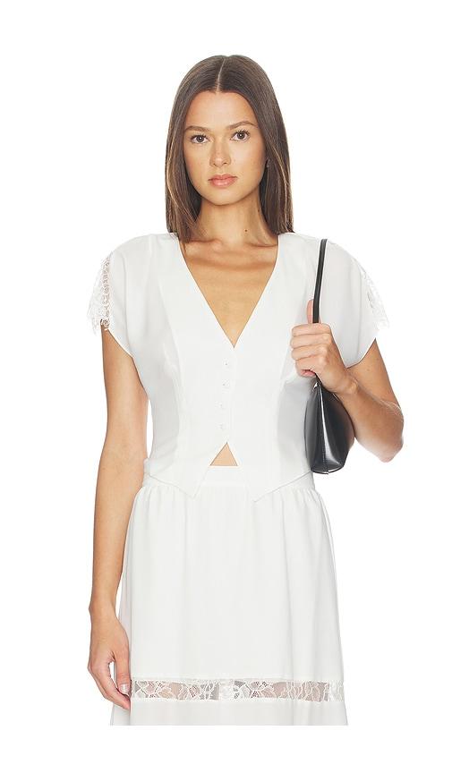 fleur du mal Georgette Flounce Top in Ivory by FLEUR DU MAL