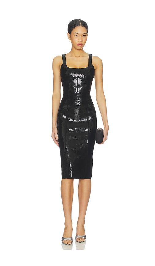 fleur du mal Knit Bodycon Midi Corset Dress in Black by FLEUR DU MAL