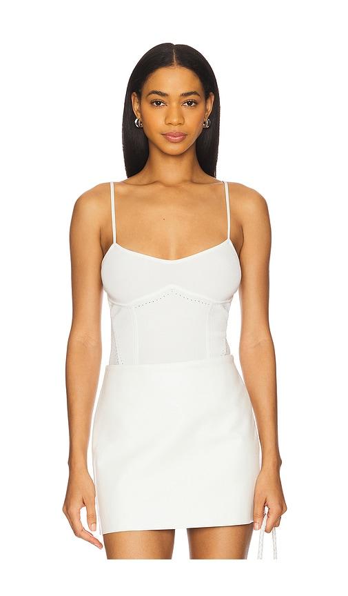 fleur du mal Knit Underbust Cami Bodysuit in White by FLEUR DU MAL