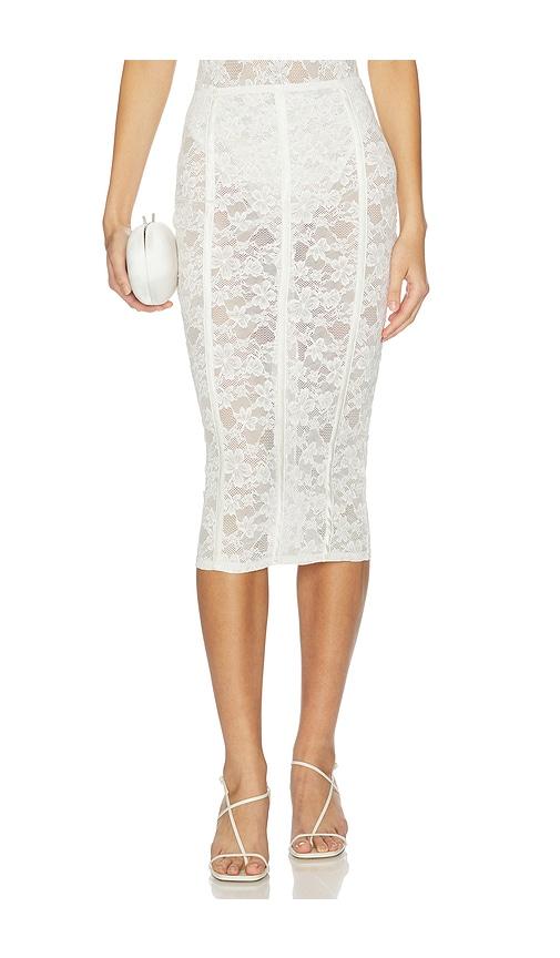 fleur du mal Le Stretch Lace Pencil Skirt in Ivory by FLEUR DU MAL