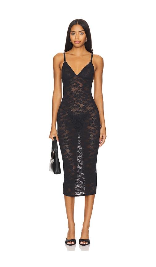 fleur du mal Le Stretch Lace Slip Dress in Black by FLEUR DU MAL