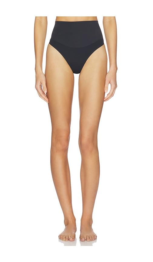 fleur du mal Le Stretch Micro High Waist Thong in Black by FLEUR DU MAL