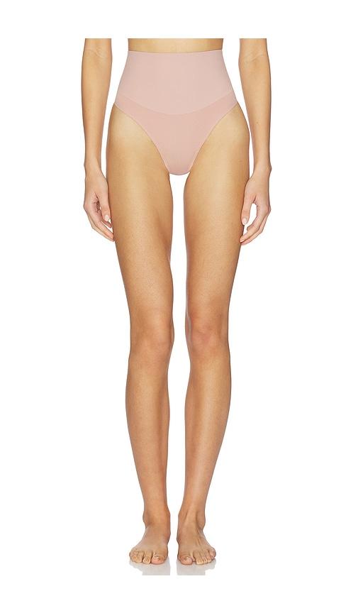 fleur du mal Le Stretch Micro High Waist Thong in Tan by FLEUR DU MAL