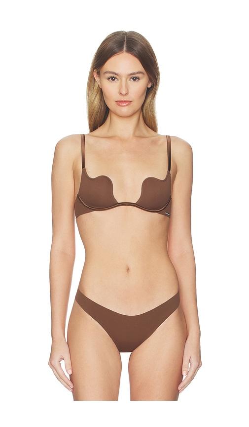 fleur du mal Le Stretch Micro Seduce U-plunge Bra in Brown by FLEUR DU MAL
