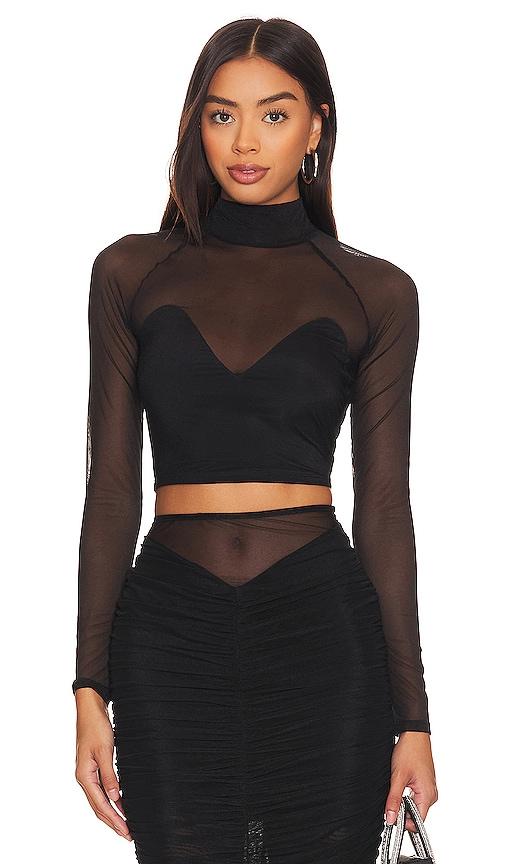 fleur du mal Mesh Top in Black by FLEUR DU MAL