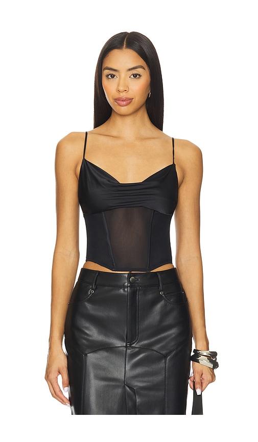 fleur du mal Nora Corset Top in Black by FLEUR DU MAL