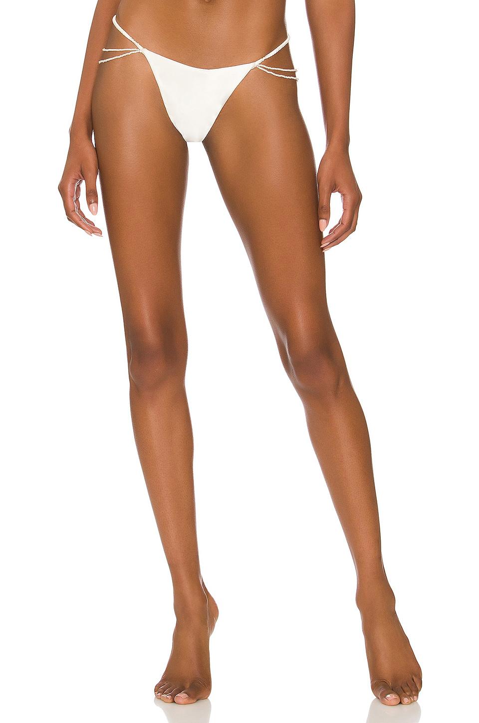 fleur du mal Pearl Luxe V String in Ivory by FLEUR DU MAL
