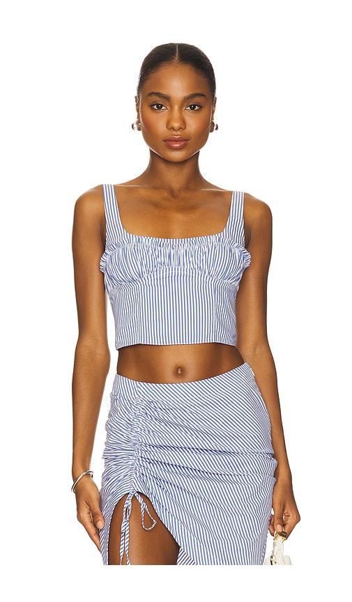 fleur du mal Poplin Bustier Top in Baby Blue by FLEUR DU MAL