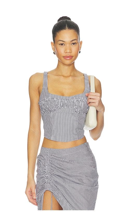 fleur du mal Poplin Bustier Top in Black by FLEUR DU MAL
