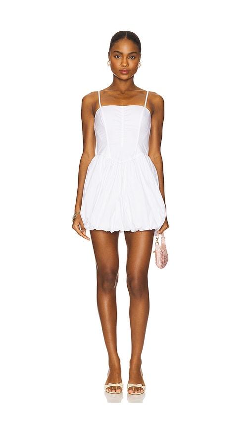 fleur du mal Poplin Corset Bubble Dress in White by FLEUR DU MAL