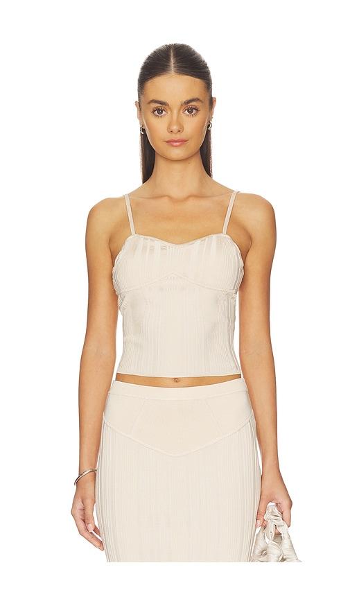 fleur du mal Rib Darted Cami Top in Cream by FLEUR DU MAL