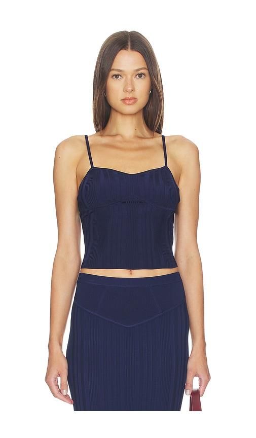 fleur du mal Rib Darted Cami Top in Navy by FLEUR DU MAL