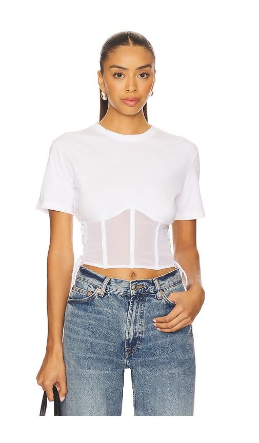 fleur du mal Sabrina Corset T-Shirt in Ivory by FLEUR DU MAL