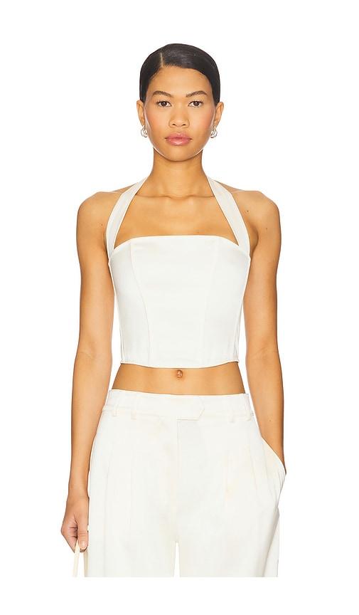 fleur du mal Satin Halter Corset Top in Cream by FLEUR DU MAL