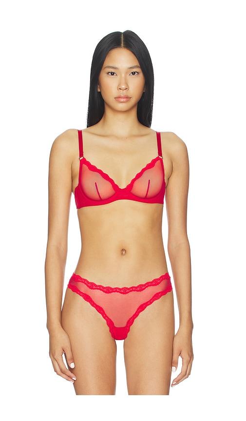 fleur du mal Sheer Tulle Demi Bra in Red by FLEUR DU MAL